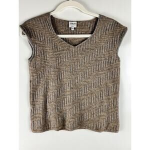 Vintage Giorgio Armani Le Collezioni Tan Chevron Sweater Vest Wool Cashmere 12